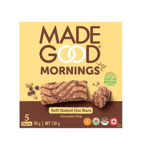 MadeGood – Soft Baked Oat Bars (Chocolate Chip, 5 x 30 g)