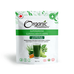 Organic Traditions Supergreens - Cucumber Melon 100g - Budelas