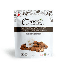 Organic Traditions Almonds, Dark Chocolate 227g - Budelas