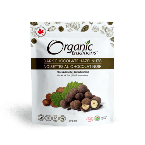 Organic Traditions Hazelnuts, Dark Chocolate 227g - Budelas