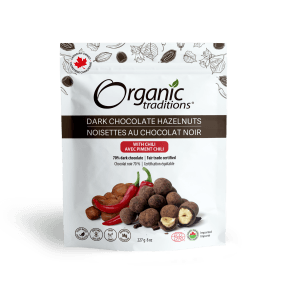Organic Traditions Hazelnuts, Dark Chocolate W Chili 227g - Budelas