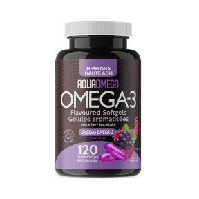 AquaOmega High DHA Chewable Softgels (Grape) - 120 Softgels - Budelas
