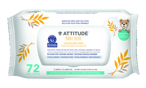 Attitude Natural Baby Wipes - Sensitive Skin 72un - Budelas