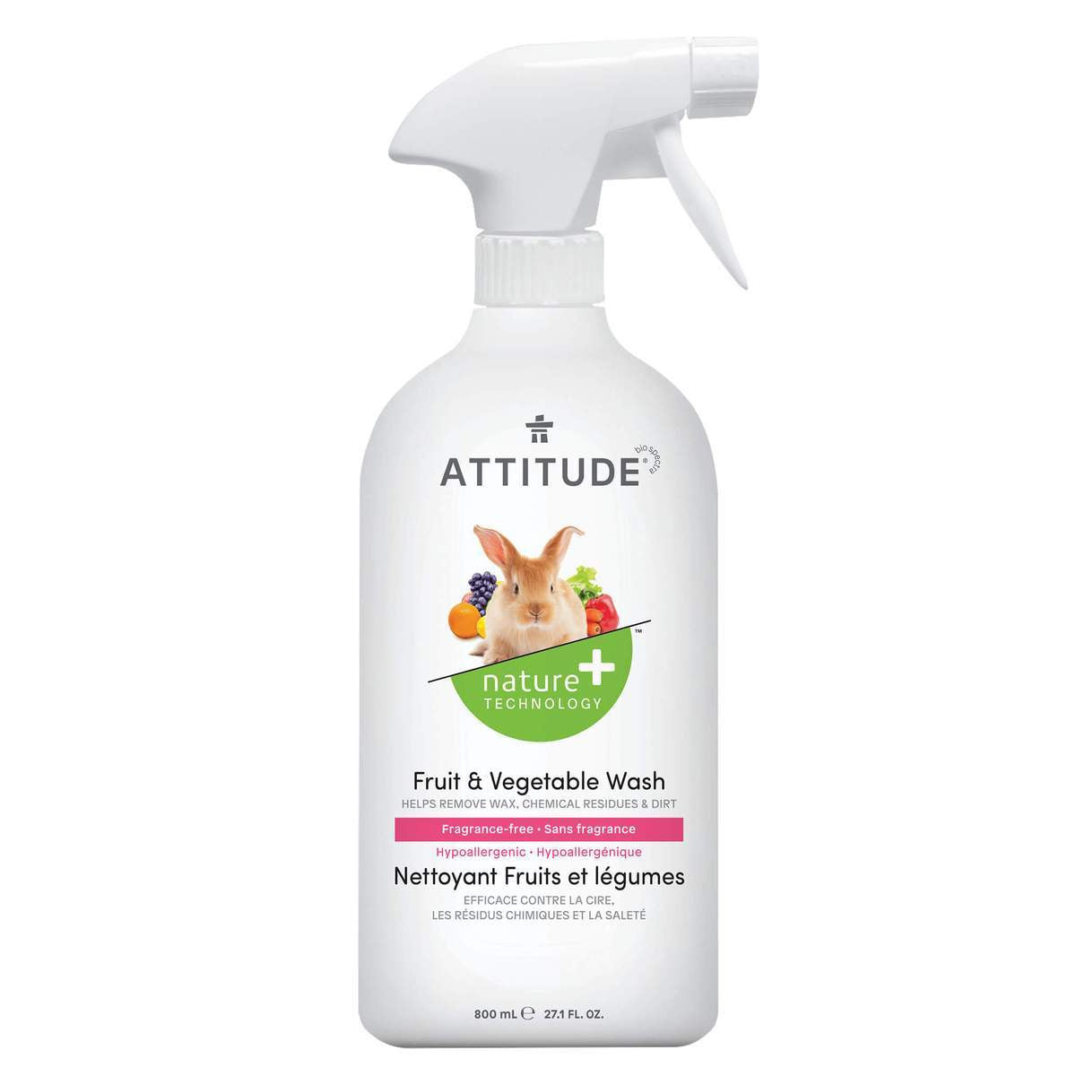 Attitude Fruit & Vegetable Wash Spray - Hypoallergenic, Fragrance-Free