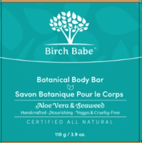 Birch Babe Body Bar - Aloe Vera & Seaweed - 115g - Budelas