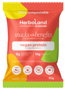 Herbaland Protein Gummies - Tropical - 12 x 50g - Budelas