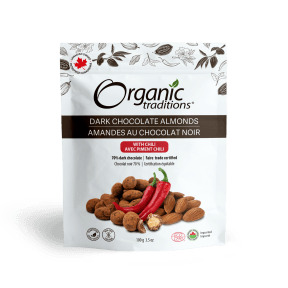 Organic Traditions Almonds, Dark Chocolate With Chili 100g - Budelas