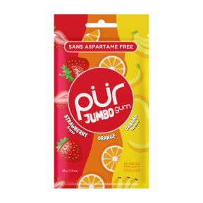 PUR Gum Jumbo Gum - Strawberry, Org, Banana - 10x20pc - Budelas
